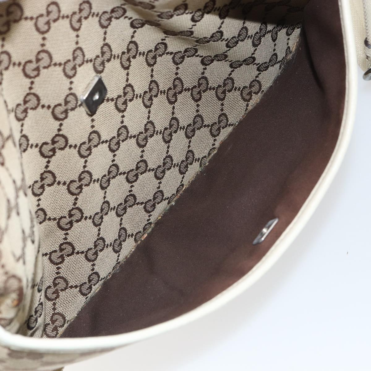 GUCCI GG Canvas Shoulder Bag Beige Silver 145857 Auth SW2063