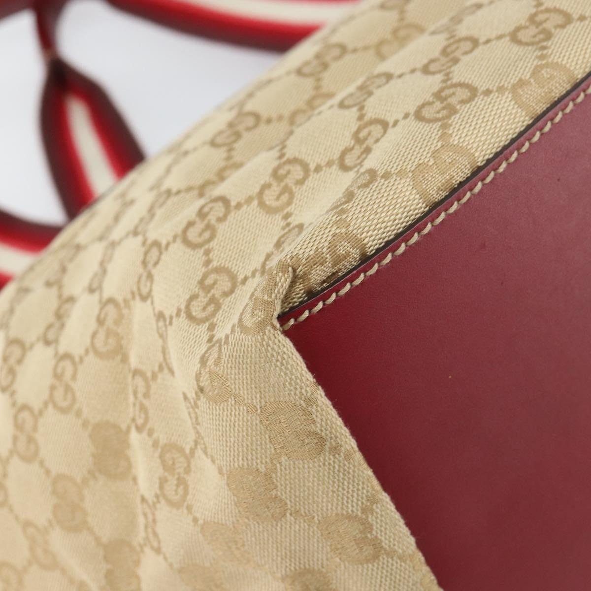 GUCCI GG Canvas Tote Bag Beige 131230 Auth SW2064