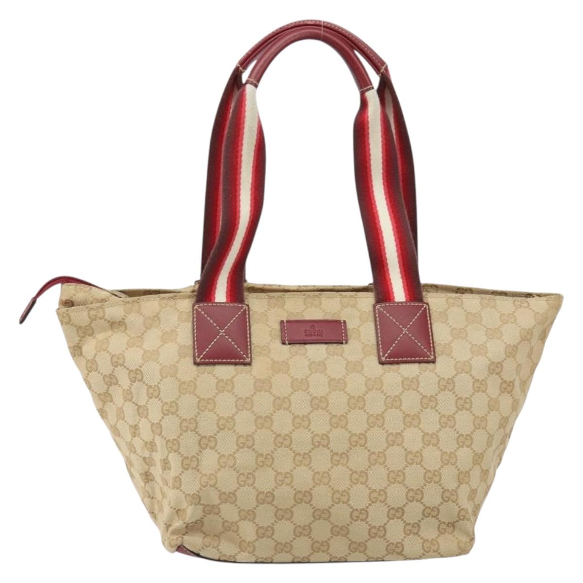 GUCCI GG Canvas Tote Bag Beige 131230 Auth SW2064