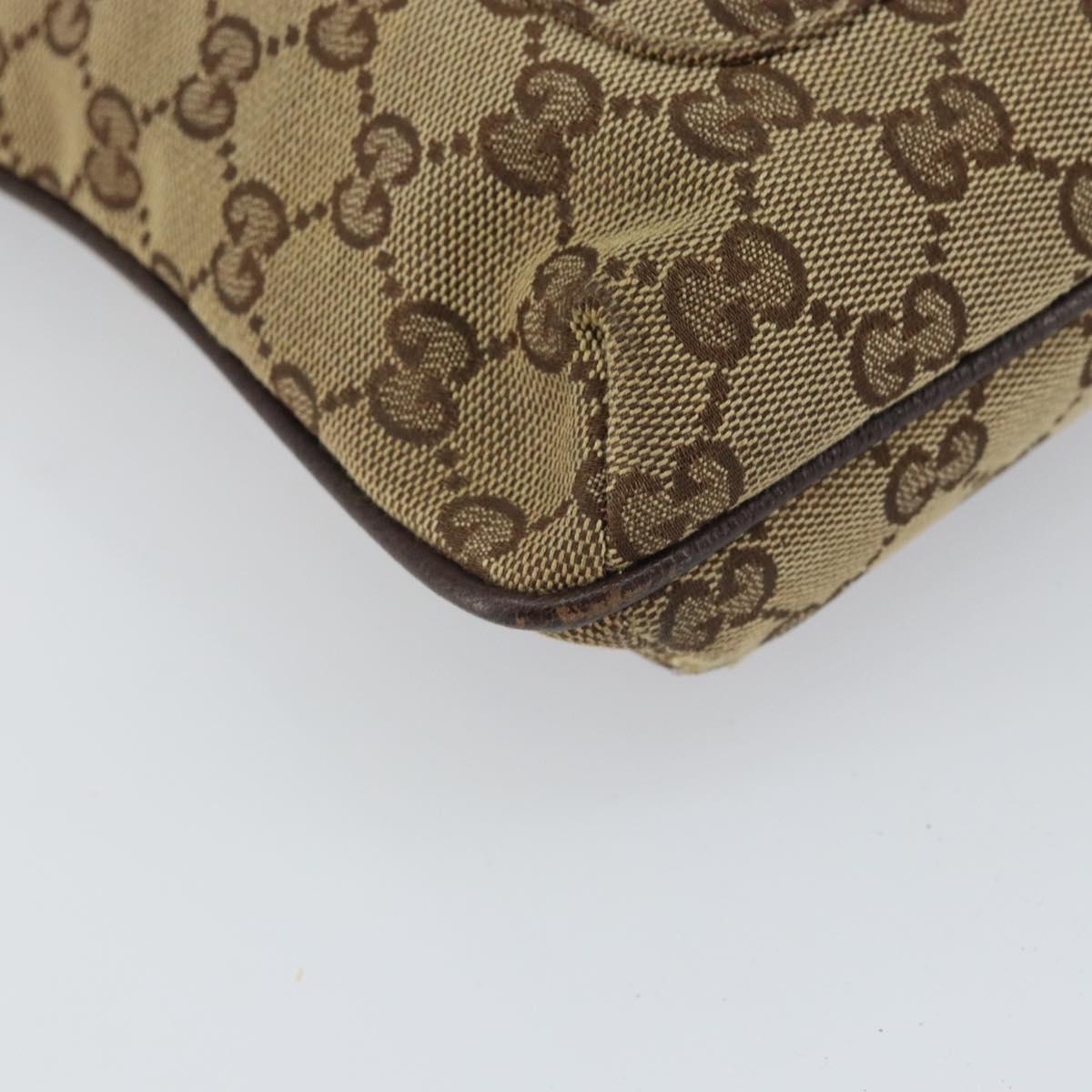 GUCCI GG Canvas Shoulder Bag Beige Silver 122793 Auth SW2065