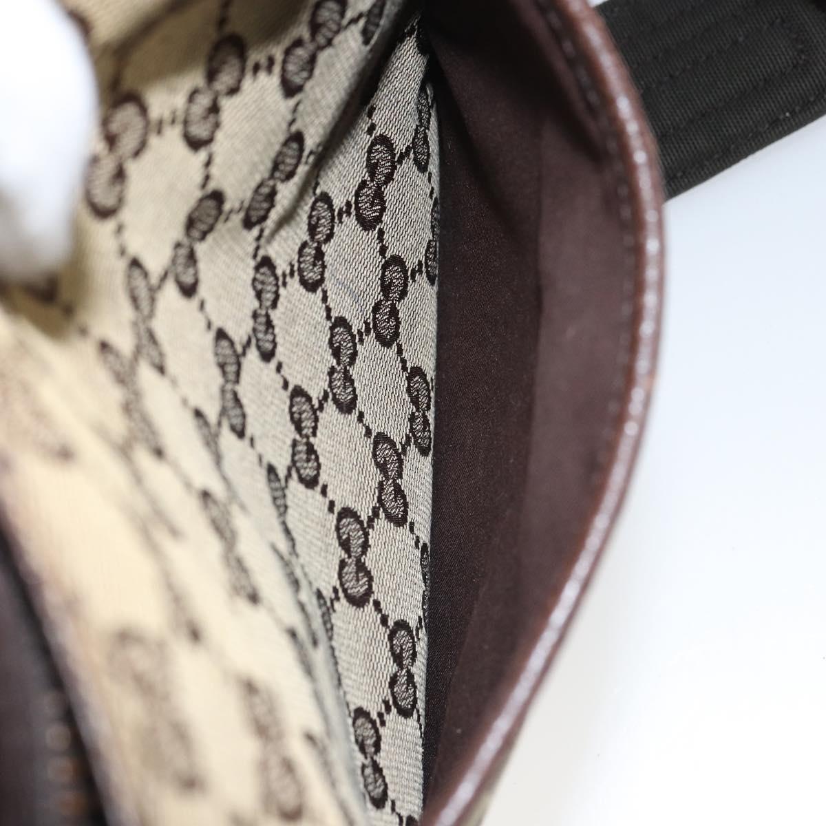 GUCCI GG Canvas Shoulder Bag Beige Silver 122793 Auth SW2065
