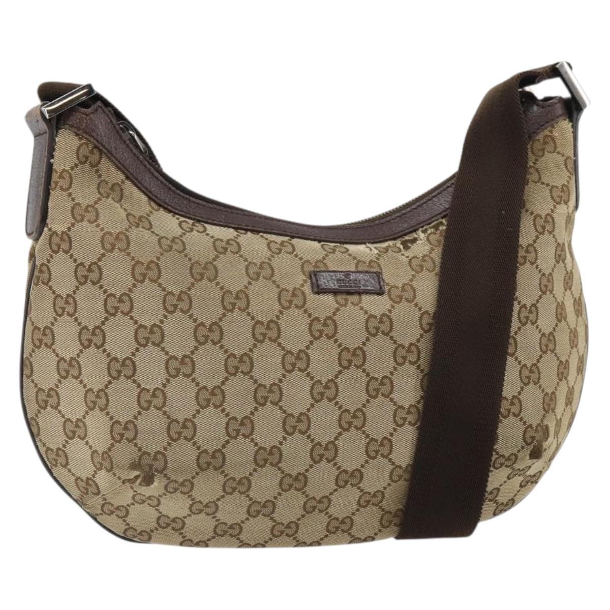GUCCI GG Canvas Shoulder Bag Beige Gold 181092 Auth SW2067