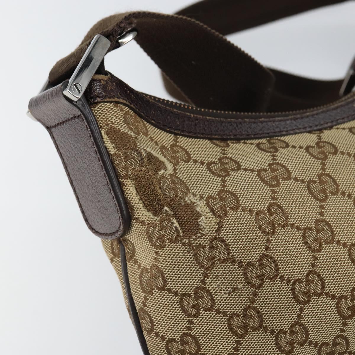 GUCCI GG Canvas Shoulder Bag Beige Gold 181092 Auth SW2067