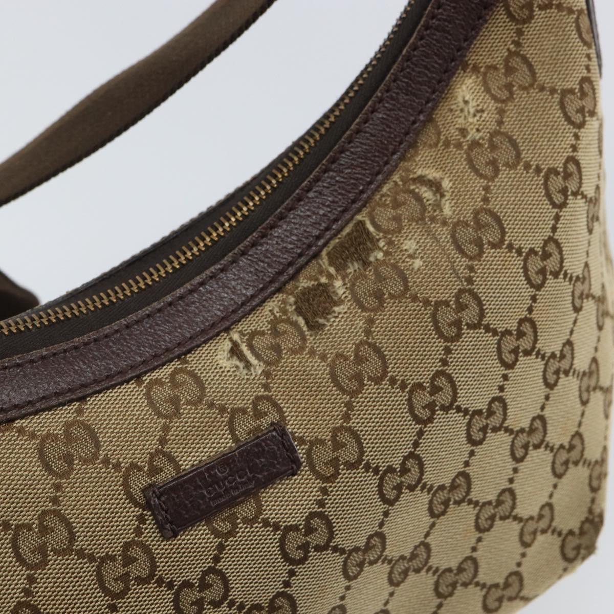 GUCCI GG Canvas Shoulder Bag Beige Gold 181092 Auth SW2067