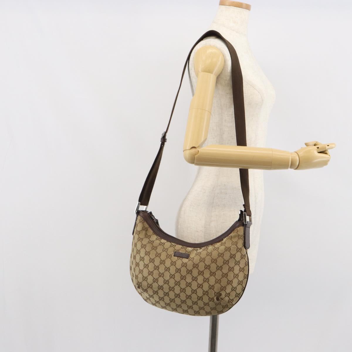 GUCCI GG Canvas Shoulder Bag Beige Gold 181092 Auth SW2067