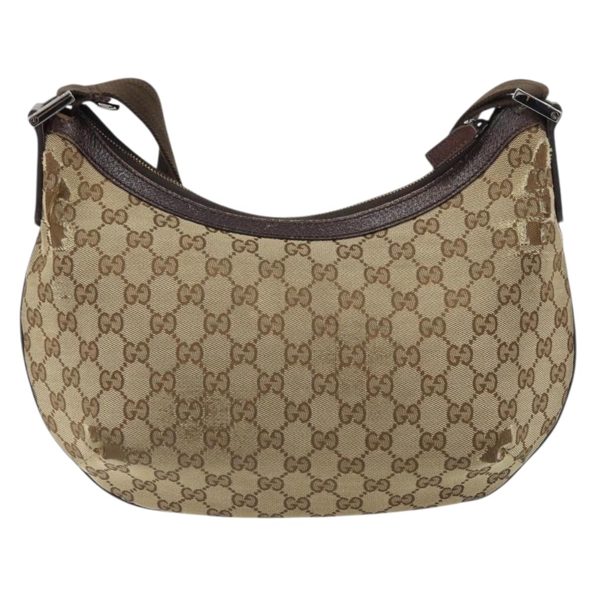 GUCCI GG Canvas Shoulder Bag Beige Gold 181092 Auth SW2067