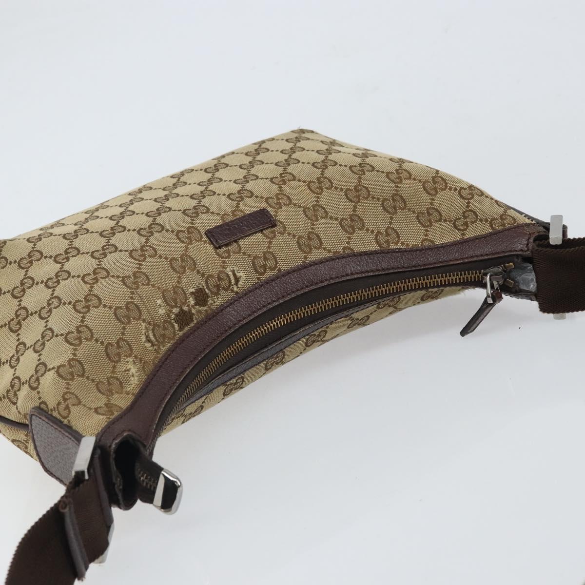 GUCCI GG Canvas Shoulder Bag Beige Gold 181092 Auth SW2067