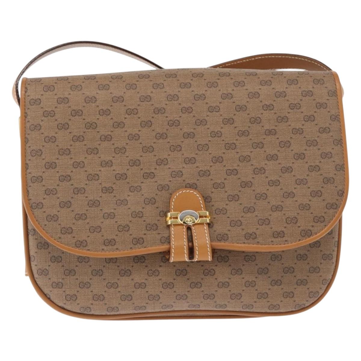 GUCCI Micro GG Supreme Shoulder Bag PVC Beige Gold 001 406 1780 Auth SW2069