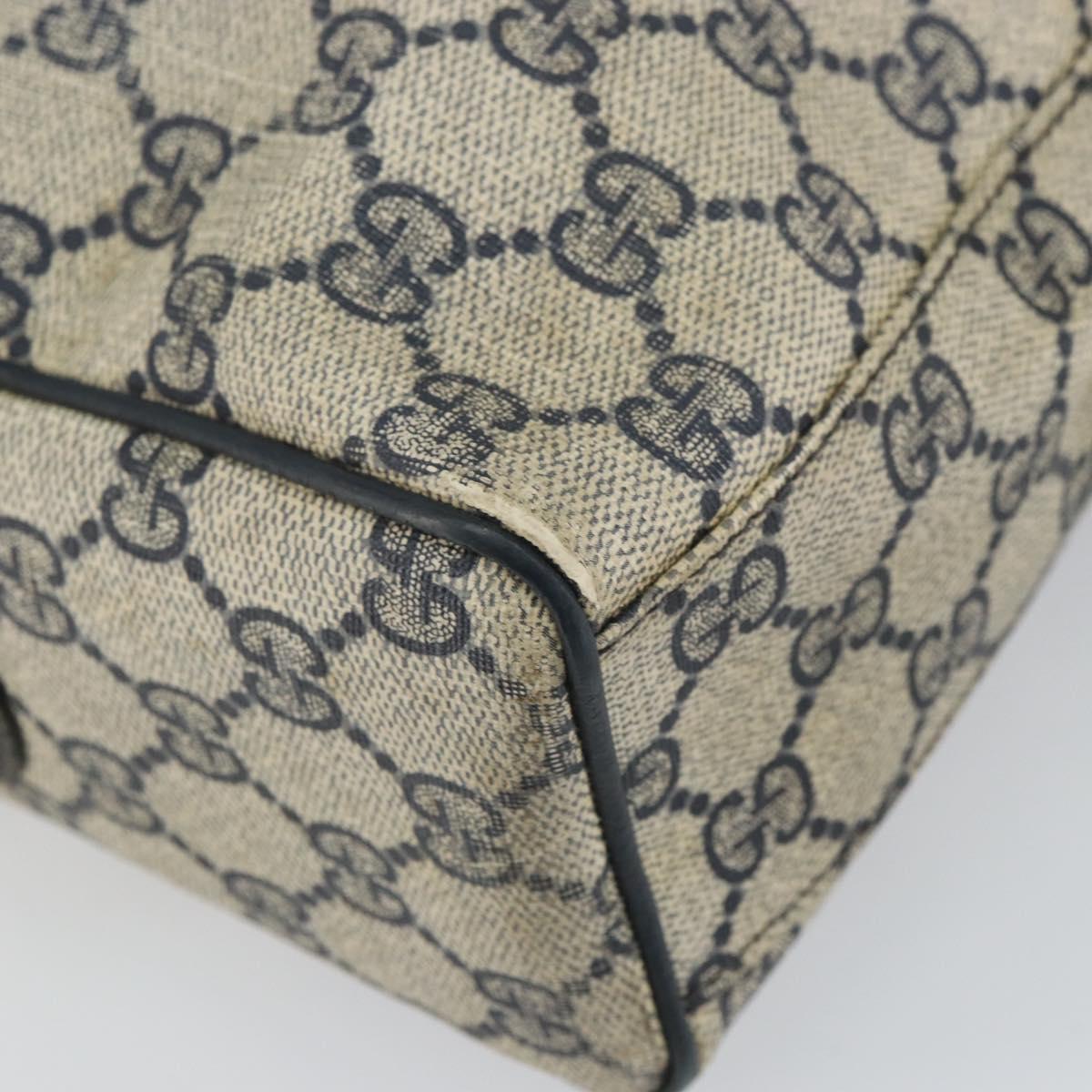 GUCCI GG Supreme Sherry Line Hand Bag PVC Navy Gold 37 02 3839 Auth SW2071