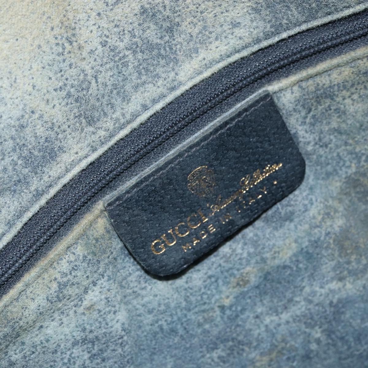 GUCCI GG Supreme Sherry Line Hand Bag PVC Navy Gold 37 02 3839 Auth SW2071
