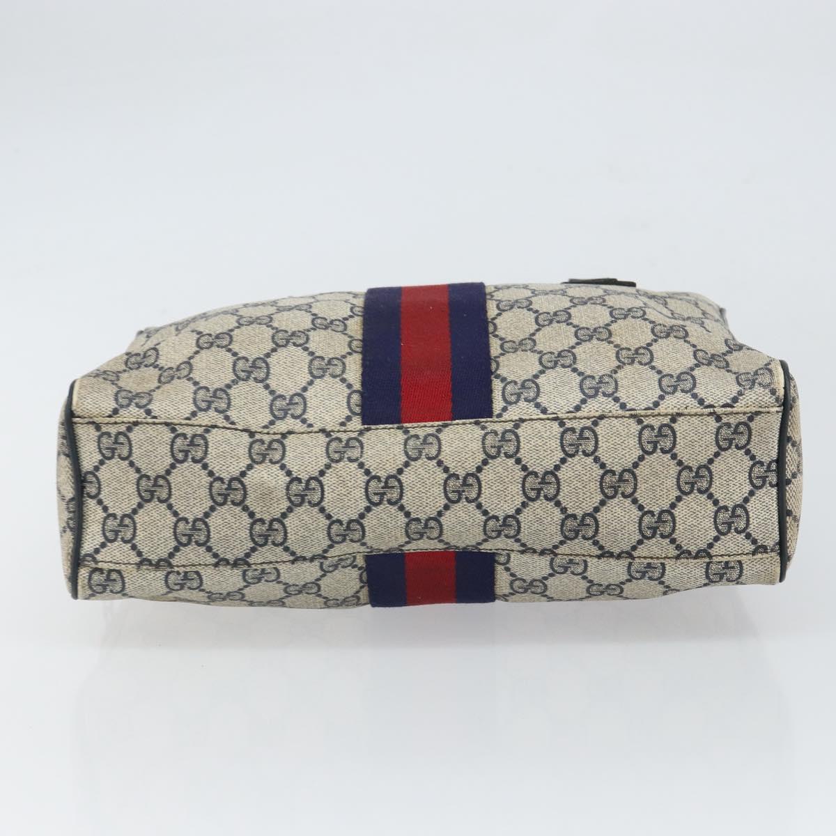GUCCI GG Supreme Sherry Line Hand Bag PVC Navy Gold 37 02 3839 Auth SW2071