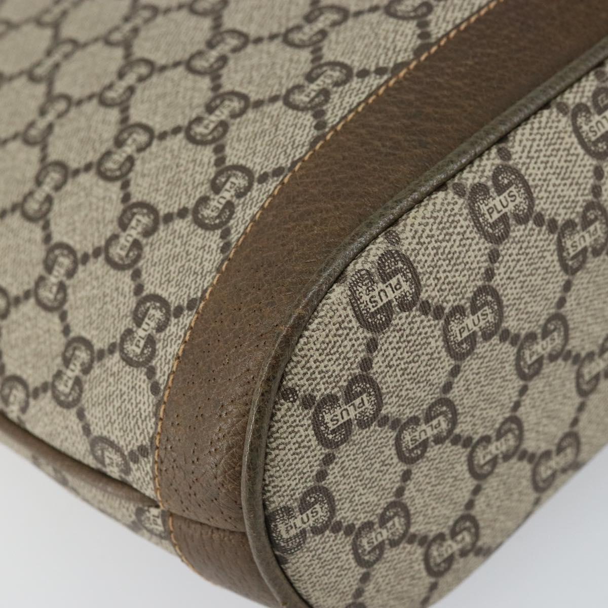 GUCCI GG Plus Supreme Shoulder Bag PVC Beige Gold Auth SW2072
