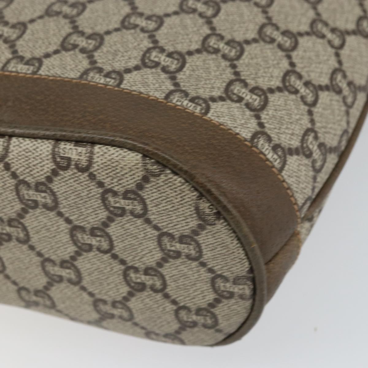 GUCCI GG Plus Supreme Shoulder Bag PVC Beige Gold Auth SW2072