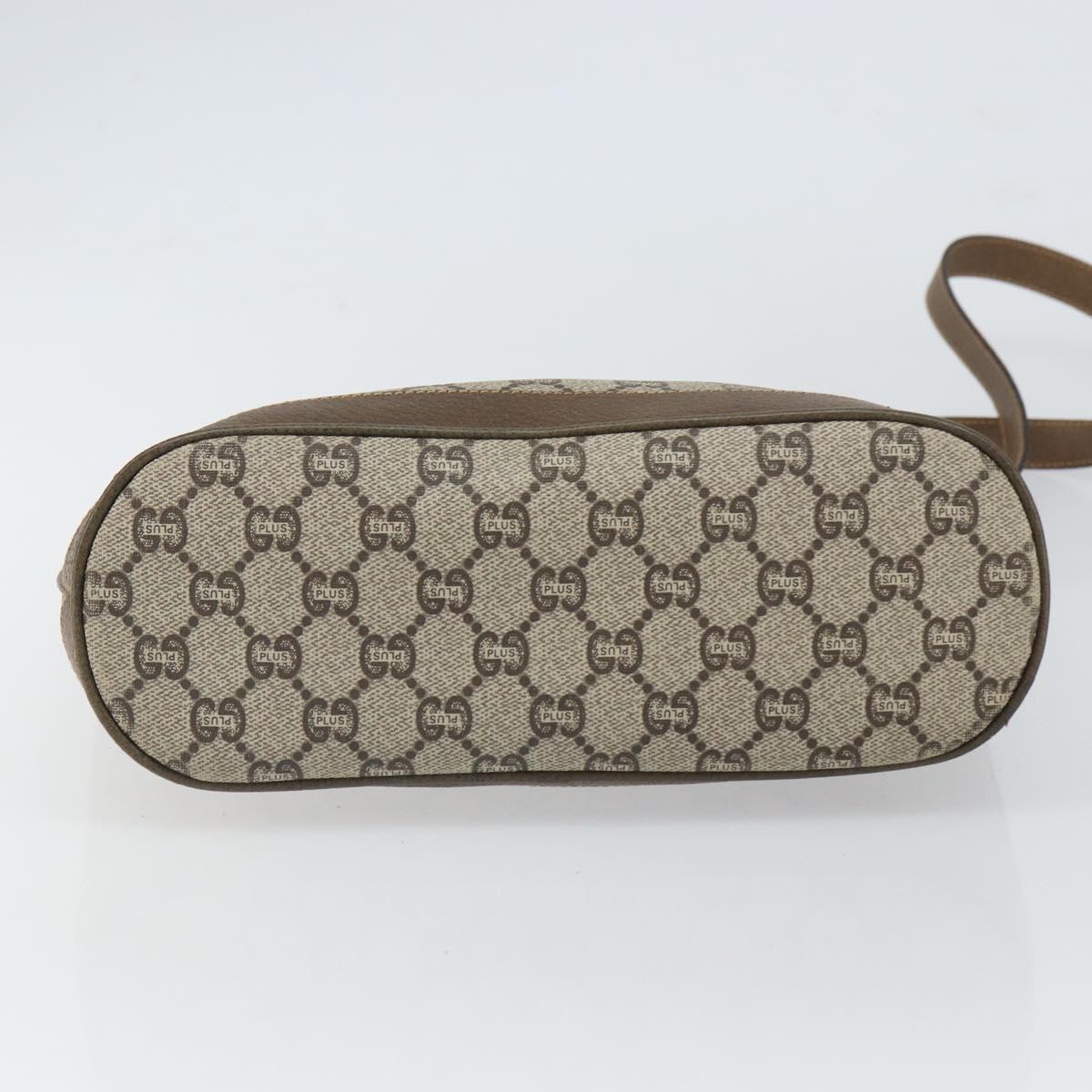 GUCCI GG Plus Supreme Shoulder Bag PVC Beige Gold Auth SW2072
