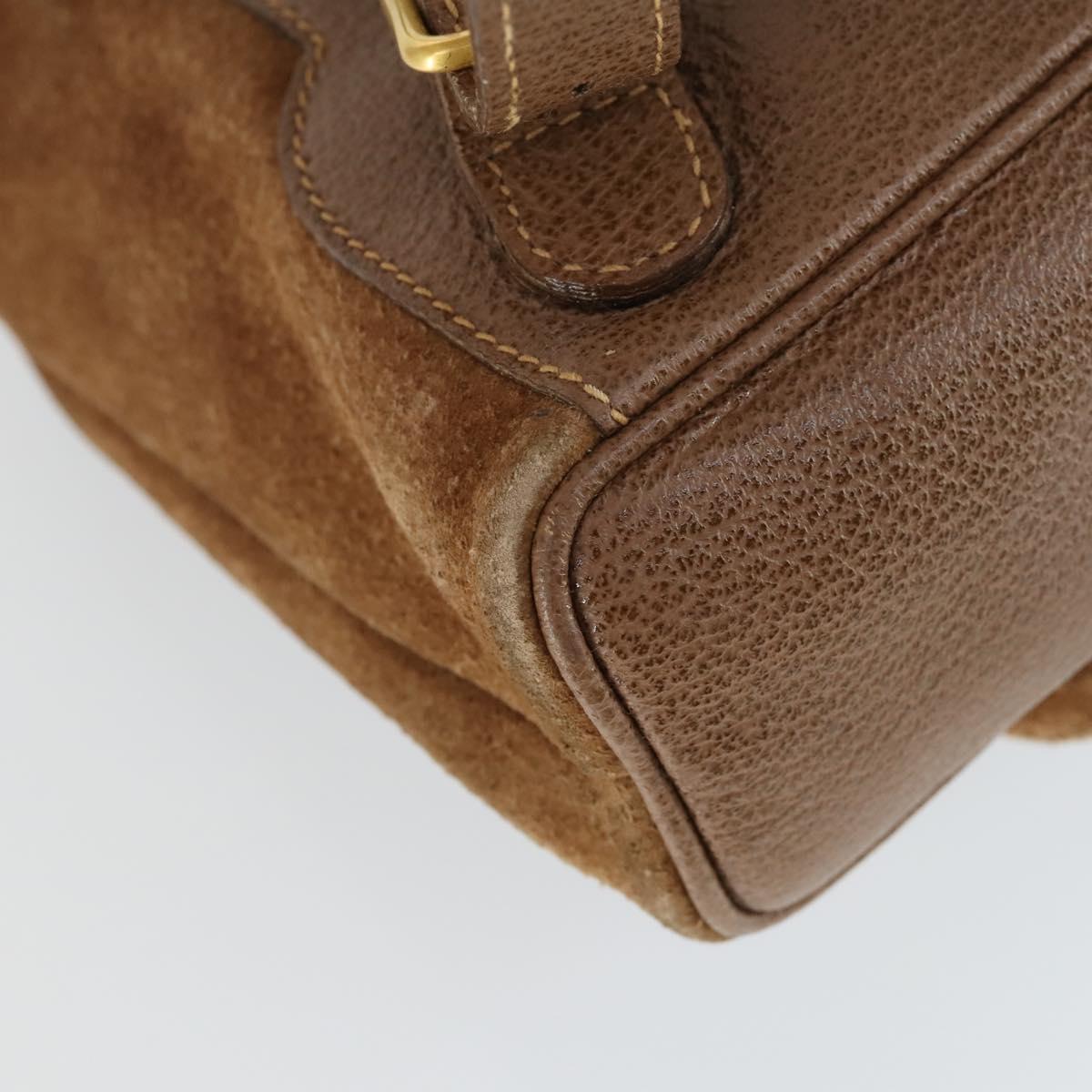 GUCCI Bamboo Backpack Suede Brown Gold 003 1956 0030 Auth SW2078