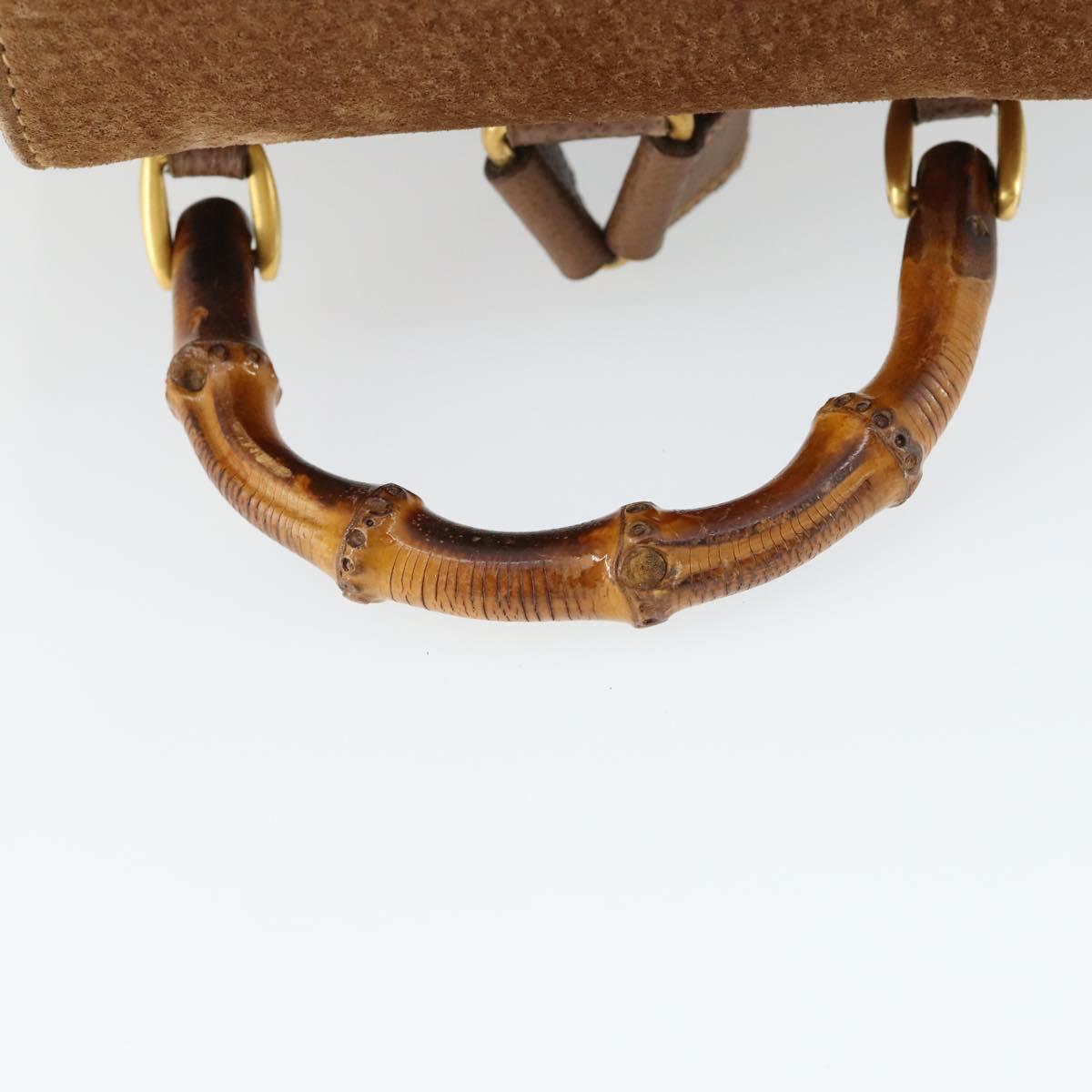 GUCCI Bamboo Backpack Suede Brown Gold 003 1956 0030 Auth SW2078