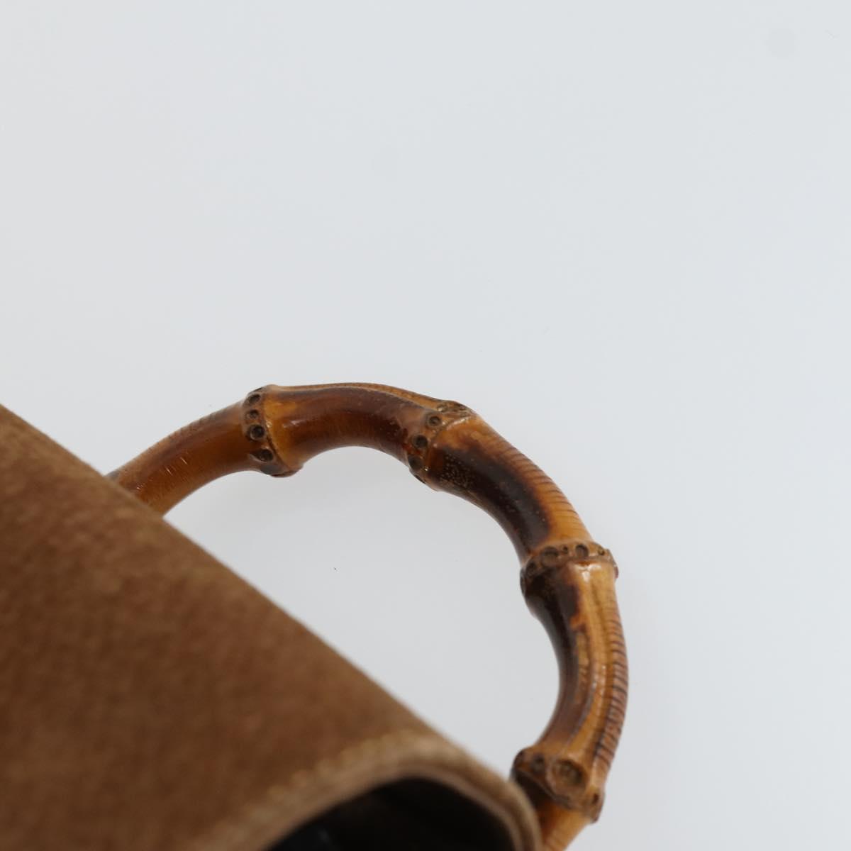 GUCCI Bamboo Backpack Suede Brown Gold 003 1956 0030 Auth SW2078