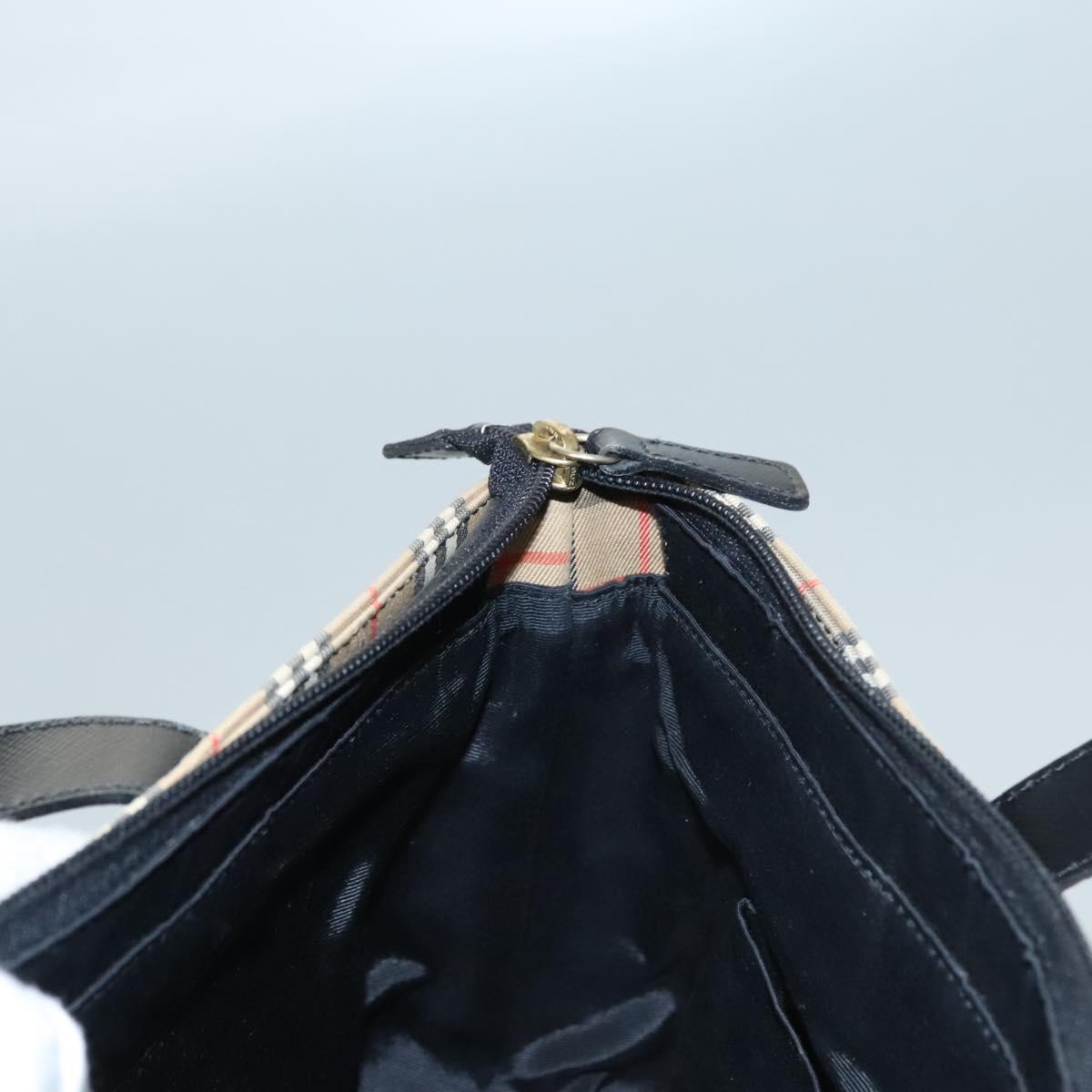 Burberrys Nova Check Hand Bag Canvas Beige Auth sw208