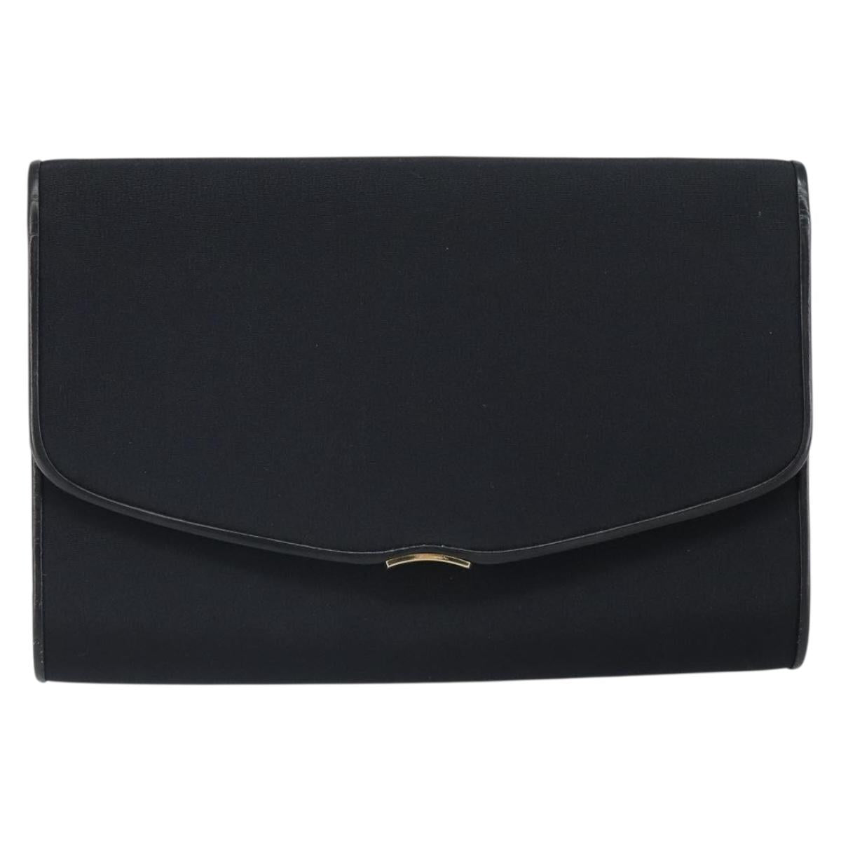 GUCCI Chain Shoulder Bag Nylon Black Gold Auth SW2080
