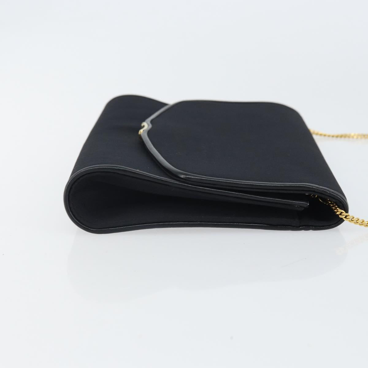GUCCI Chain Shoulder Bag Nylon Black Gold Auth SW2080