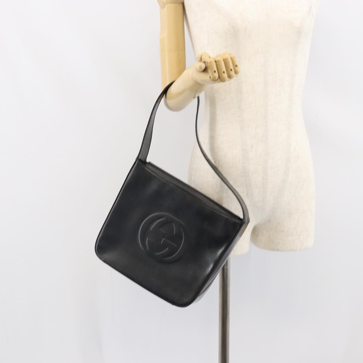 GUCCI Shoulder Bag Enamel Black 000 0506 Auth SW2083