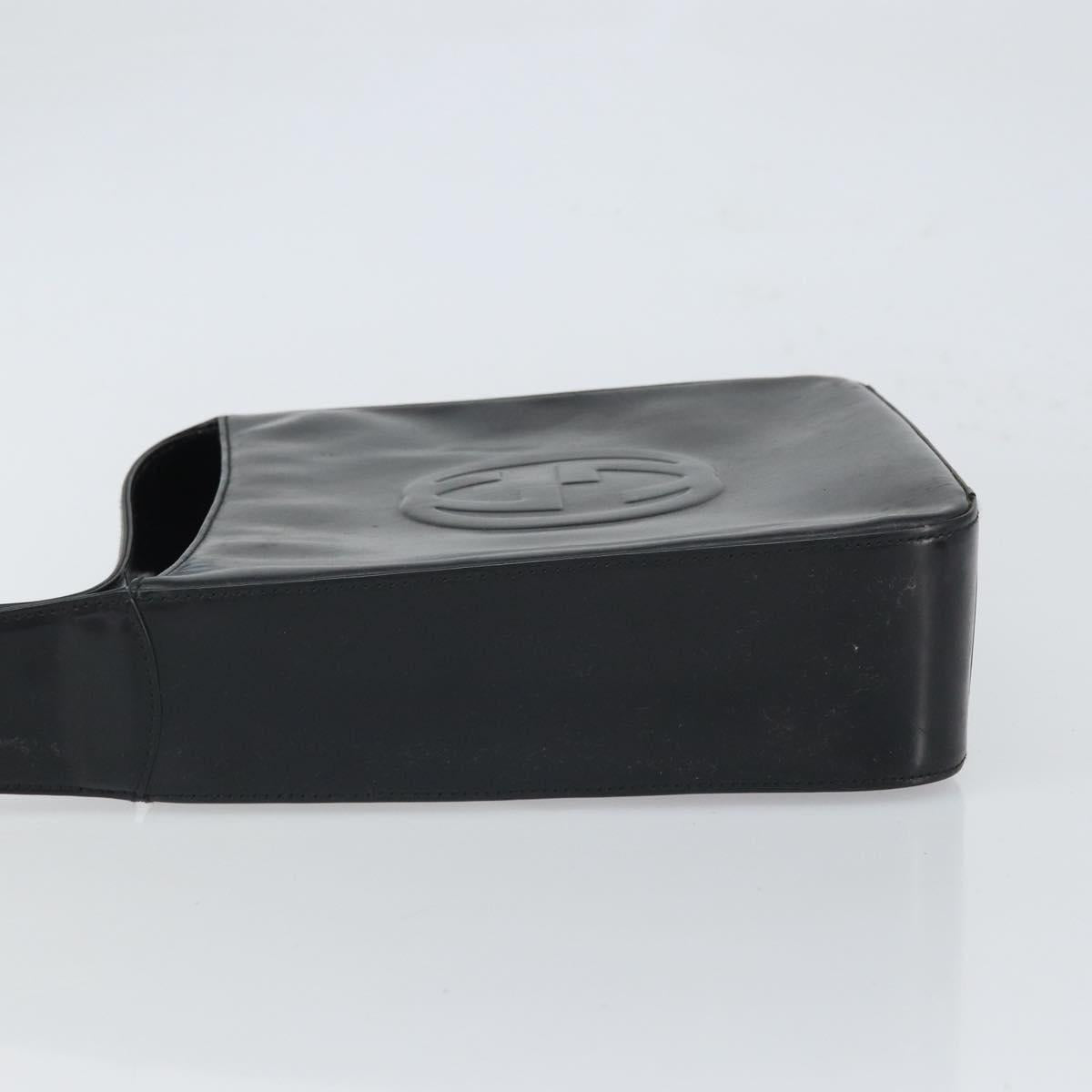 GUCCI Shoulder Bag Enamel Black 000 0506 Auth SW2083