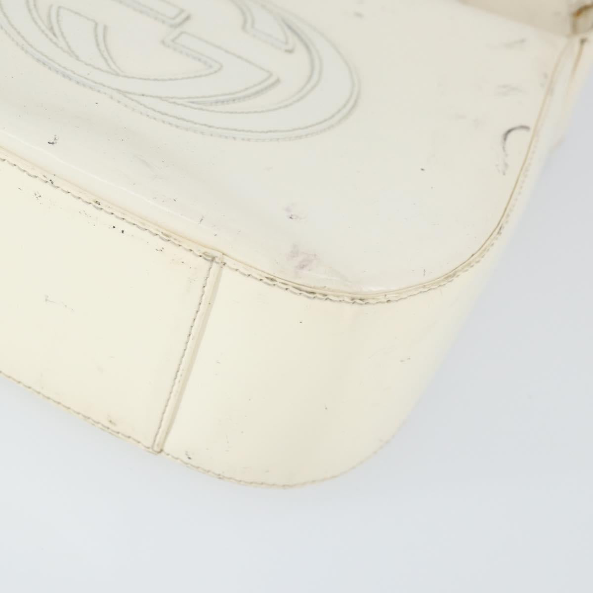 GUCCI Shoulder Bag Patent leather White Silver 007 3184 0250 Auth SW2084