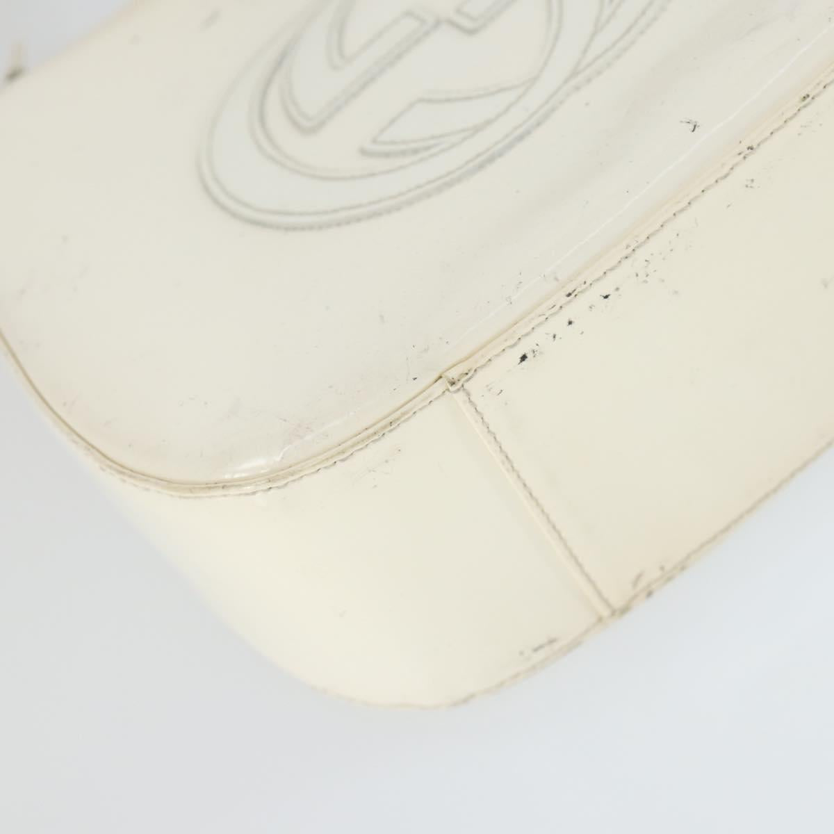 GUCCI Shoulder Bag Patent leather White Silver 007 3184 0250 Auth SW2084
