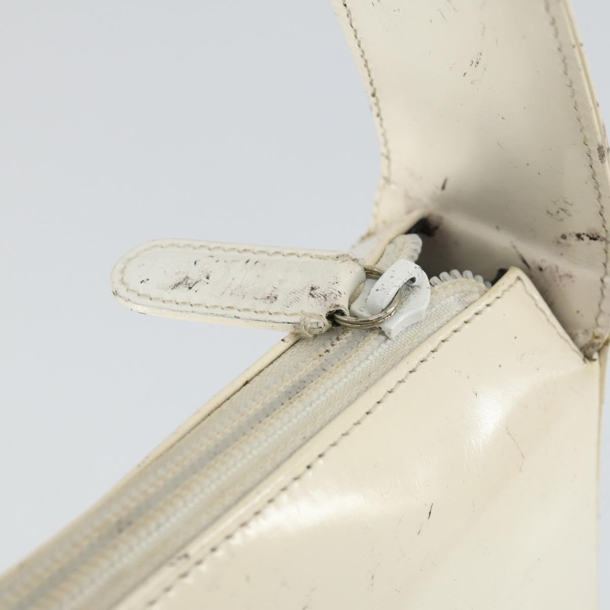 GUCCI Shoulder Bag Patent leather White Silver 007 3184 0250 Auth SW2084