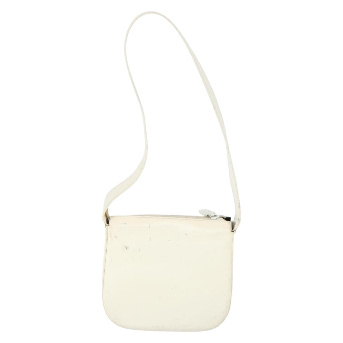 GUCCI Shoulder Bag Patent leather White Silver 007 3184 0250 Auth SW2084