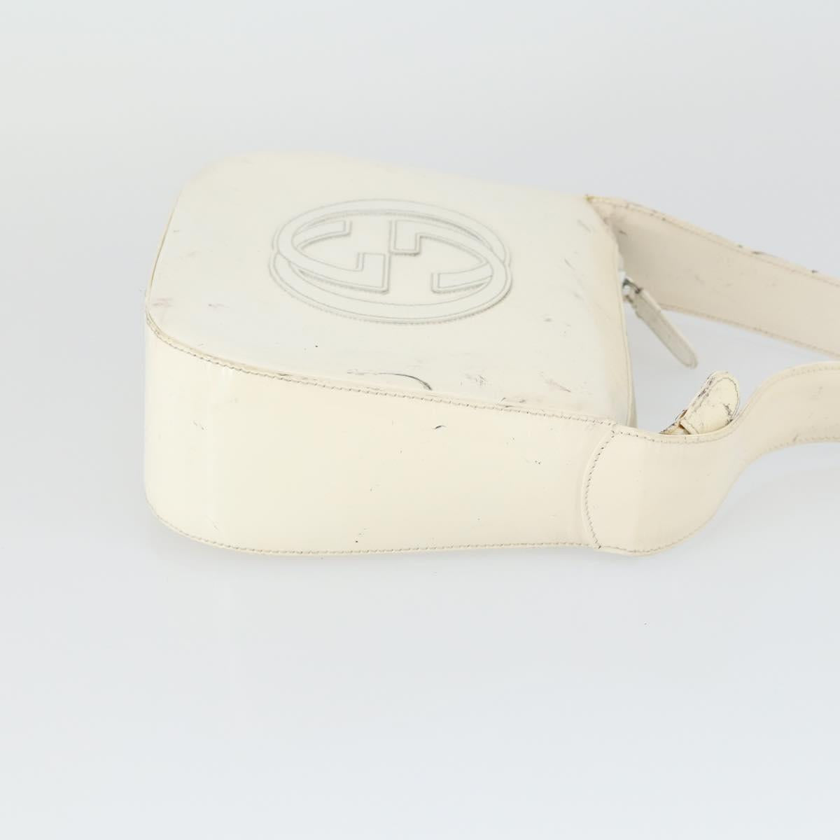 GUCCI Shoulder Bag Patent leather White Silver 007 3184 0250 Auth SW2084