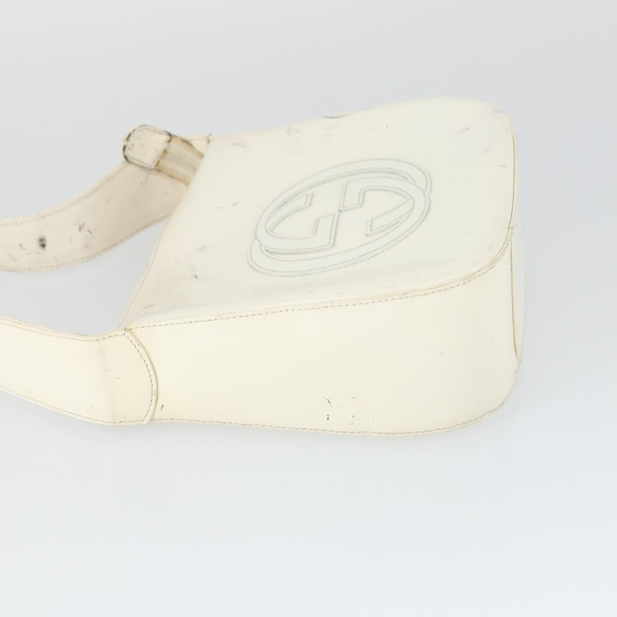 GUCCI Shoulder Bag Patent leather White Silver 007 3184 0250 Auth SW2084