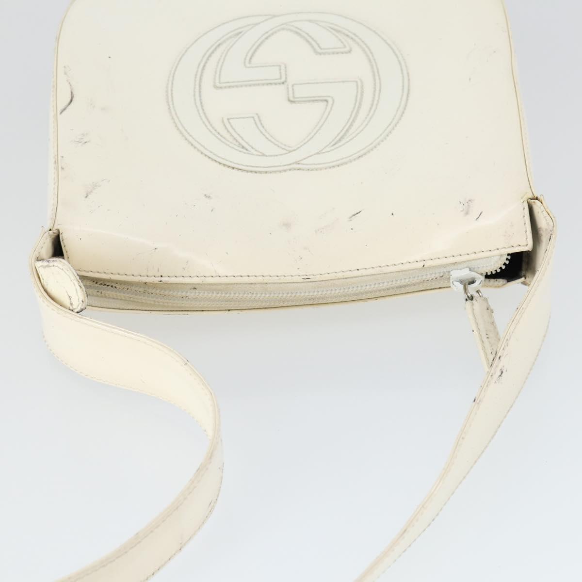 GUCCI Shoulder Bag Patent leather White Silver 007 3184 0250 Auth SW2084