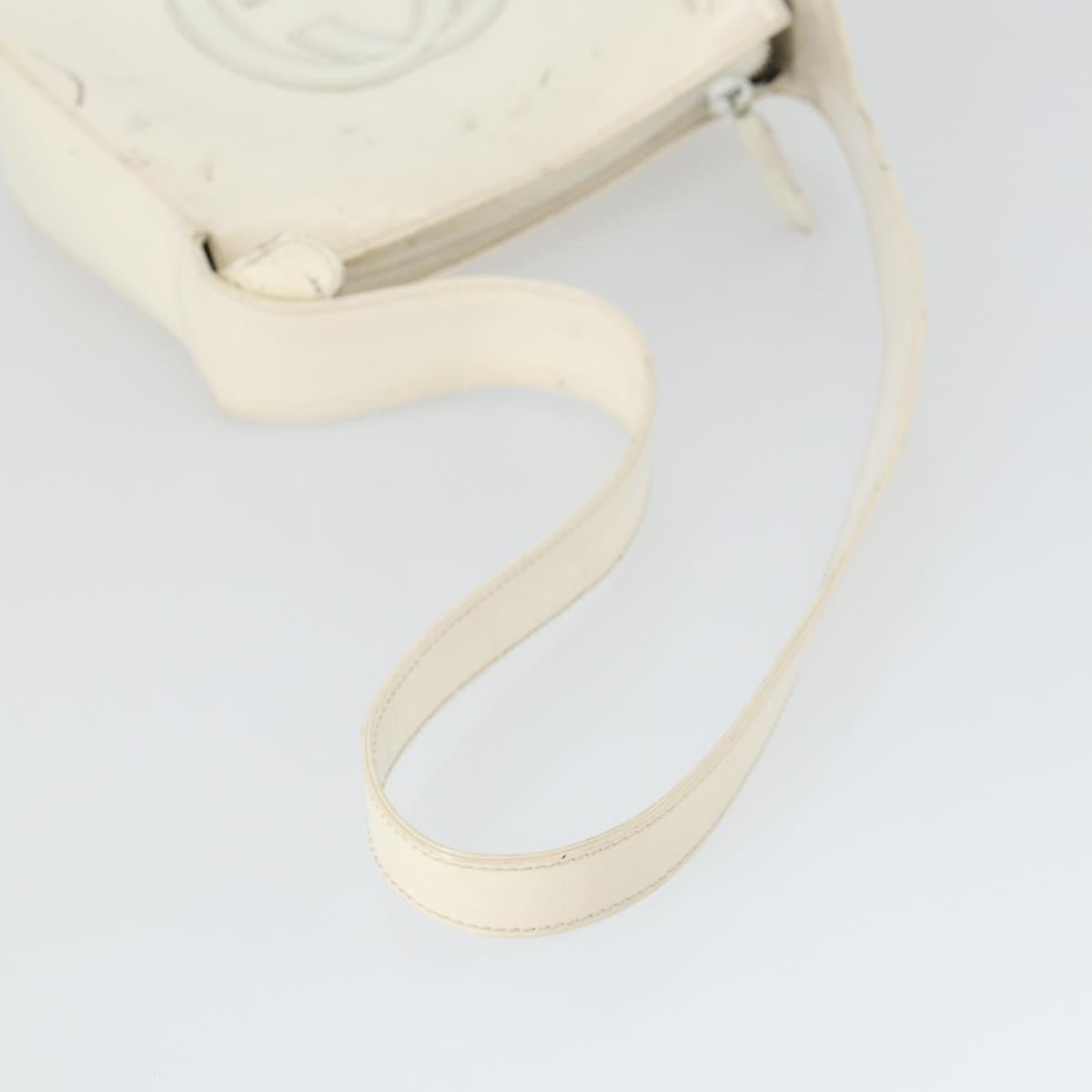 GUCCI Shoulder Bag Patent leather White Silver 007 3184 0250 Auth SW2084