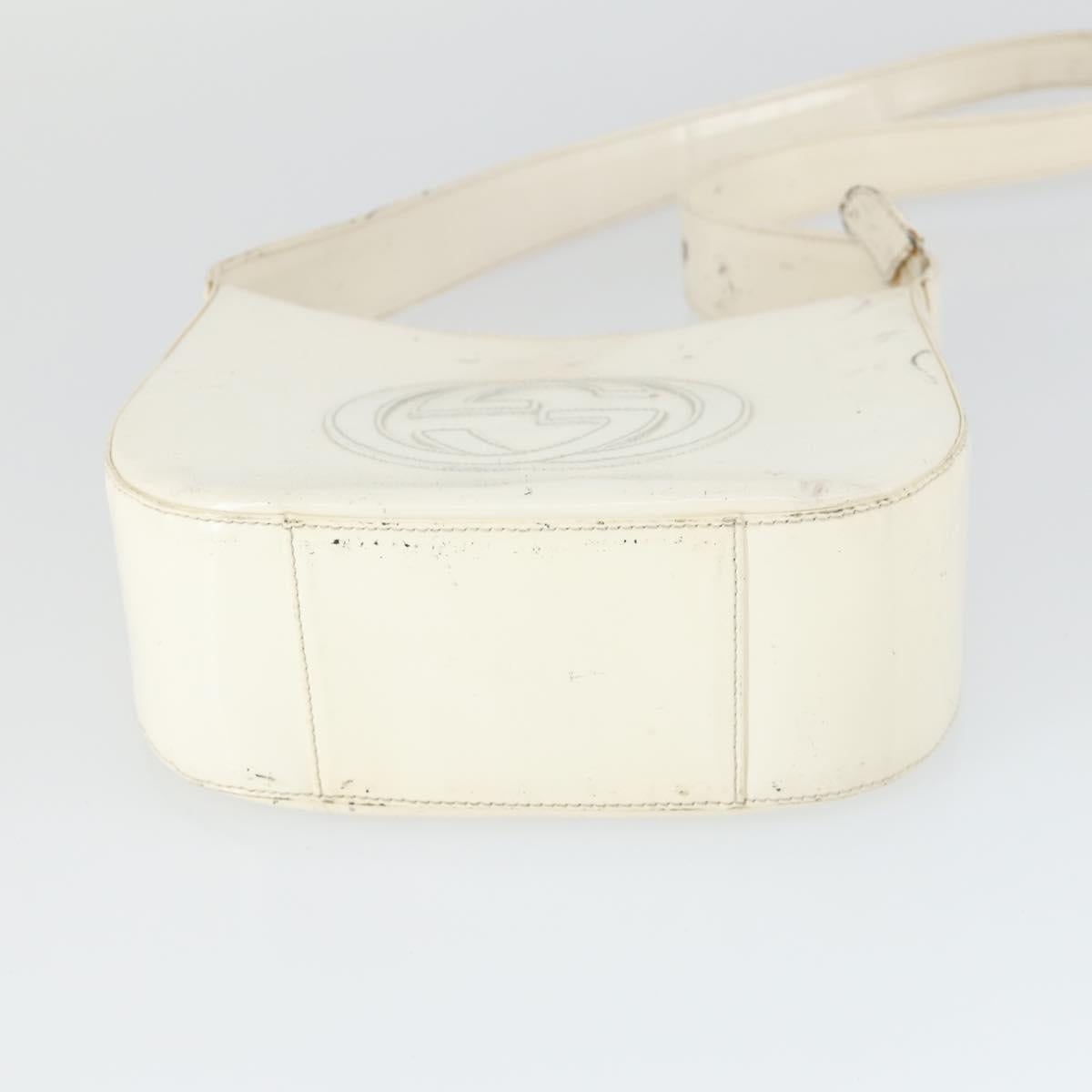GUCCI Shoulder Bag Patent leather White Silver 007 3184 0250 Auth SW2084