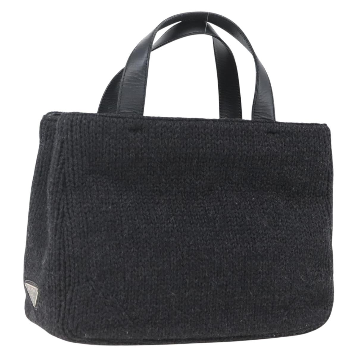 PRADA Hand Bag Wool Black Auth SW2085