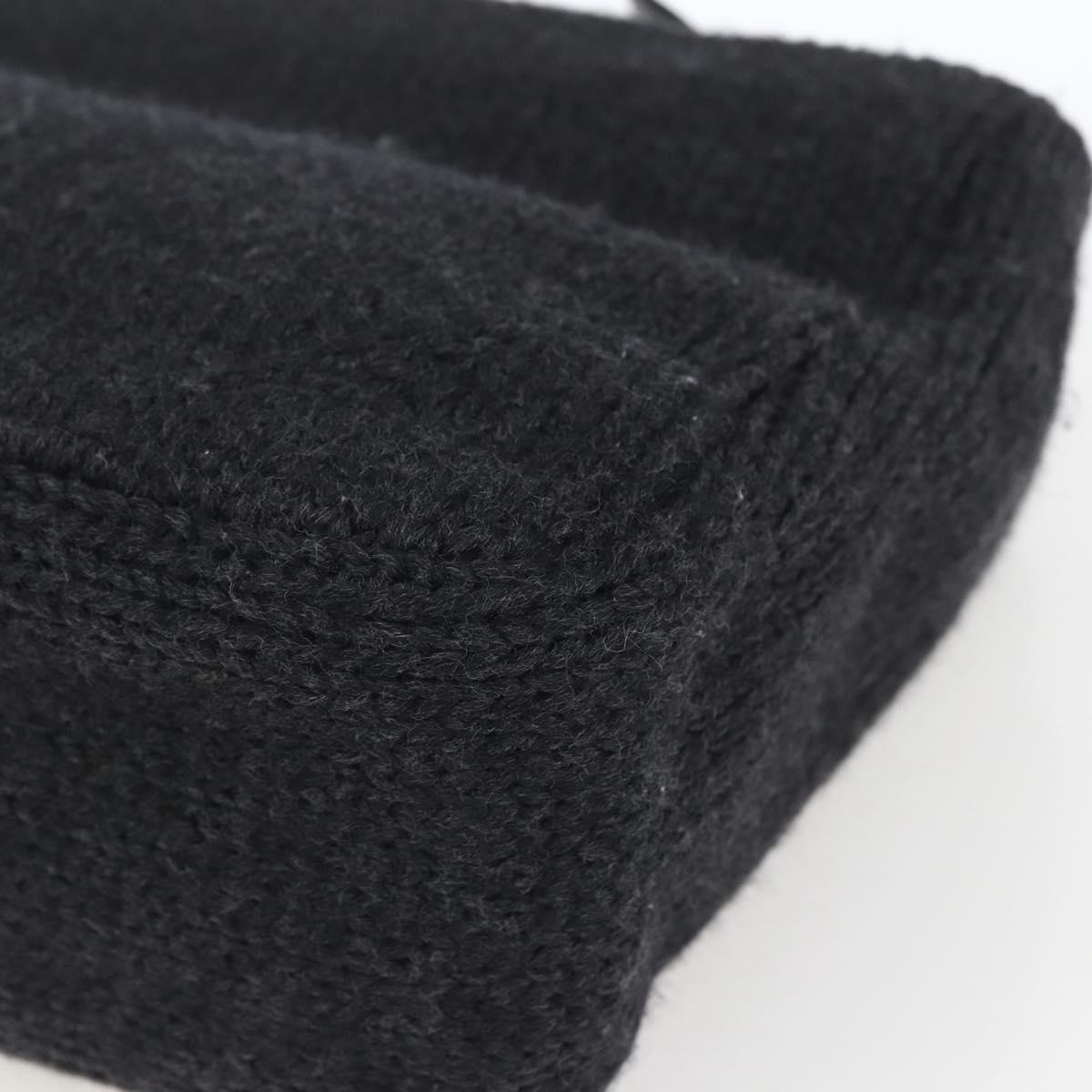 PRADA Hand Bag Wool Black Auth SW2085
