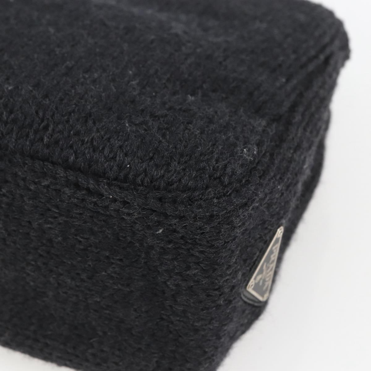 PRADA Hand Bag Wool Black Auth SW2085