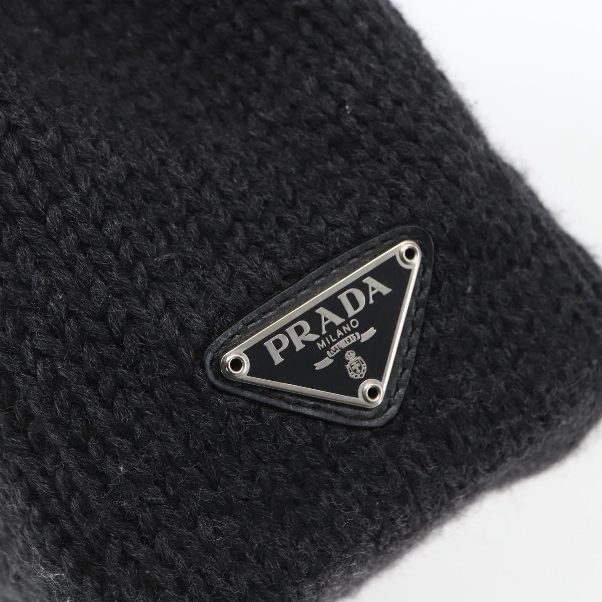 PRADA Hand Bag Wool Black Auth SW2085