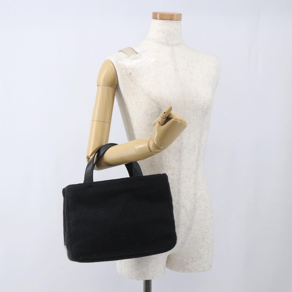 PRADA Hand Bag Wool Black Auth SW2085
