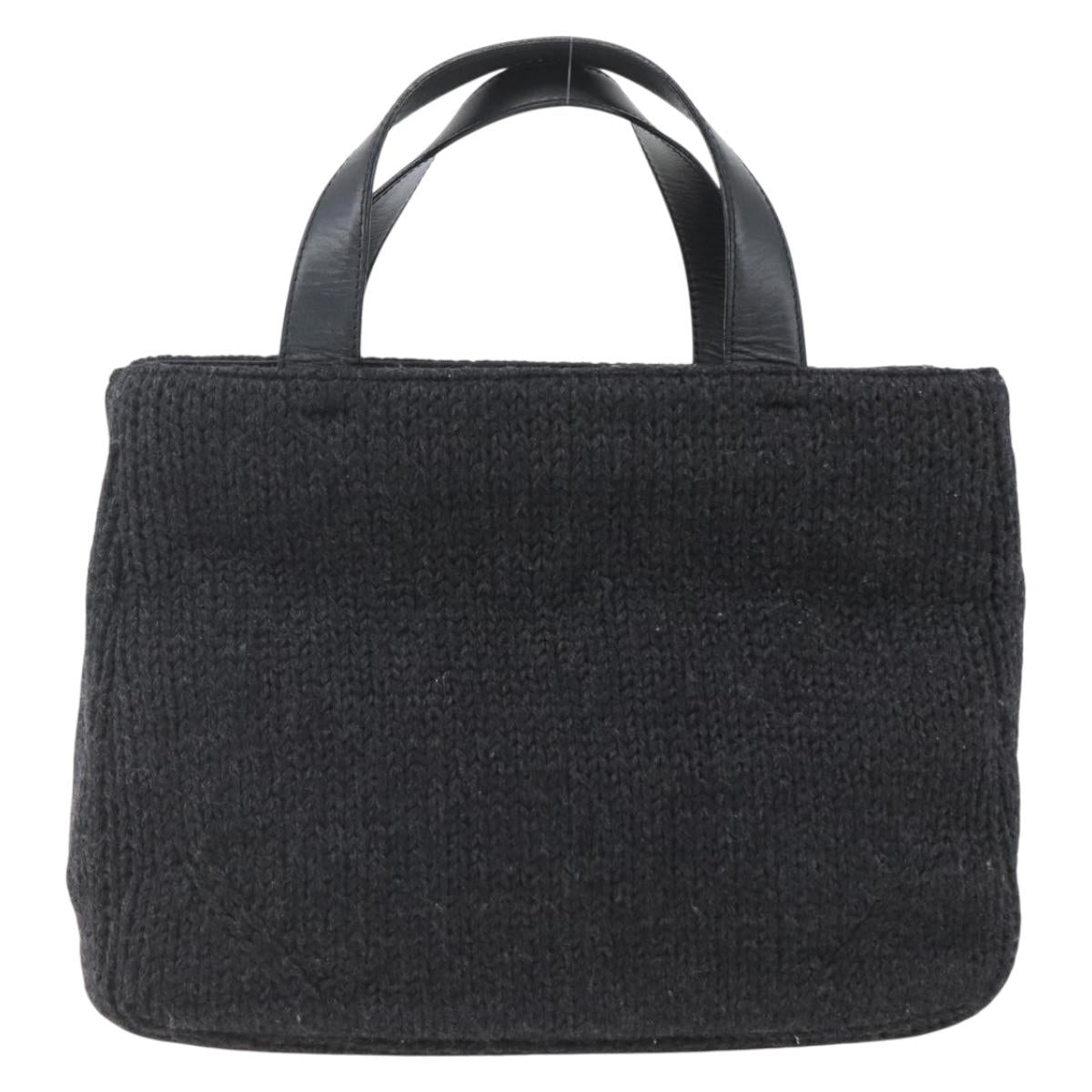 PRADA Hand Bag Wool Black Auth SW2085