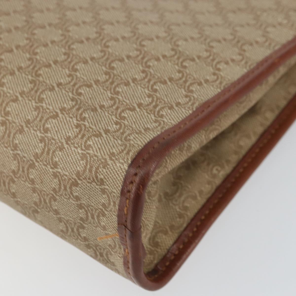 CELINE Macadam Canvas Clutch Bag PVC Beige Gold Auth SW2093