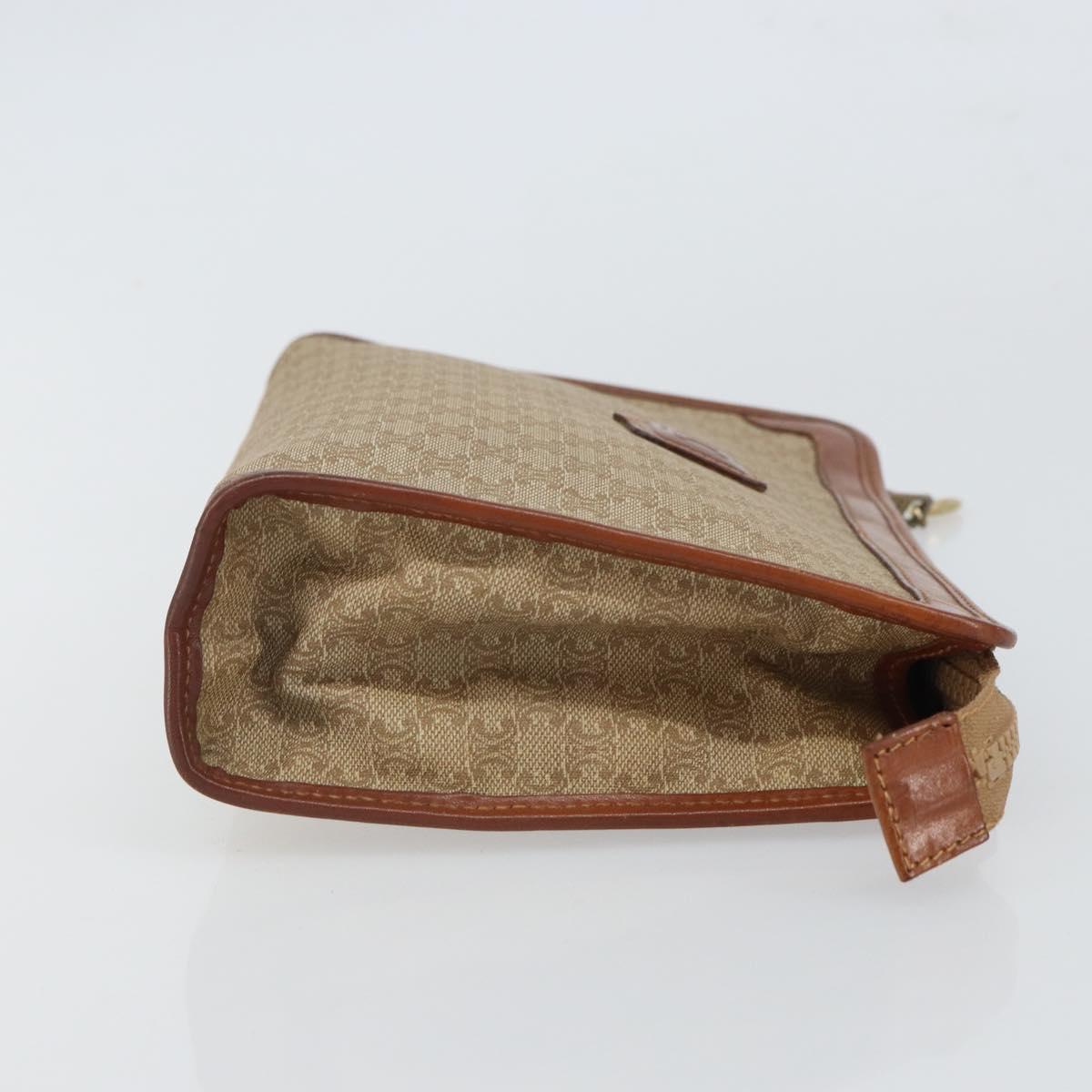 CELINE Macadam Canvas Clutch Bag PVC Beige Gold Auth SW2093