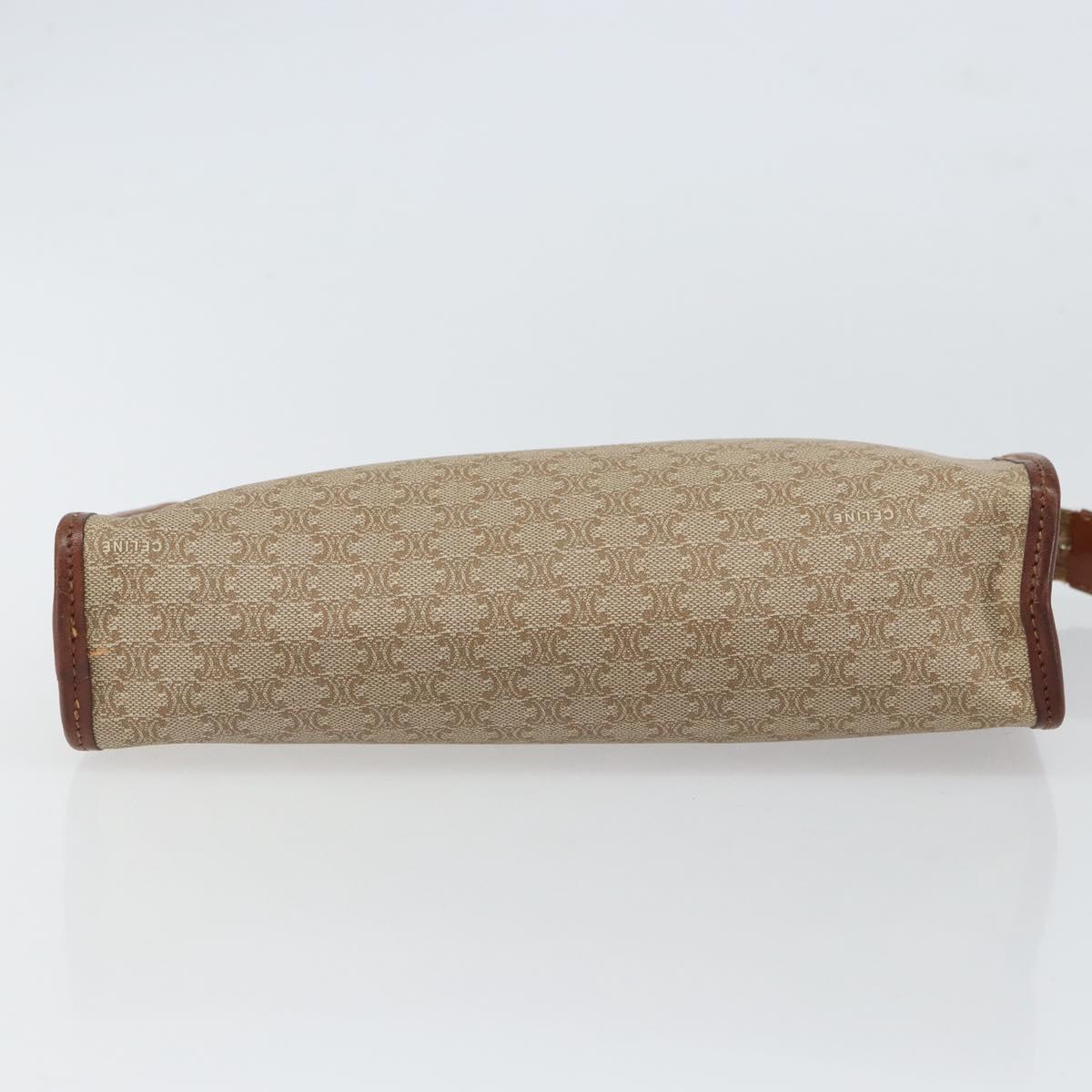 CELINE Macadam Canvas Clutch Bag PVC Beige Gold Auth SW2093