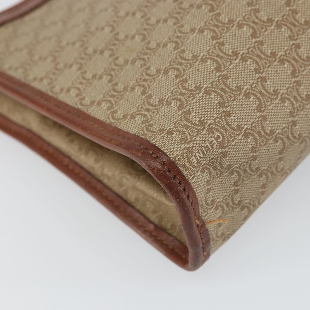 CELINE Macadam Canvas Clutch Bag PVC Beige Gold Auth SW2093