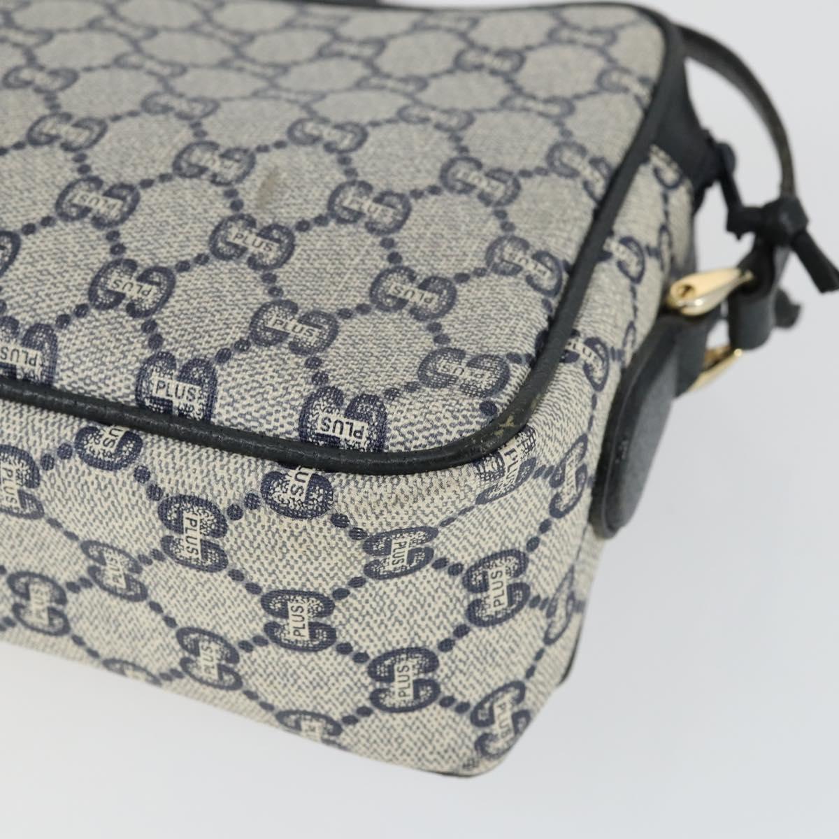 GUCCI GG Plus Supreme Shoulder Bag PVC Navy Gold Auth SW2094