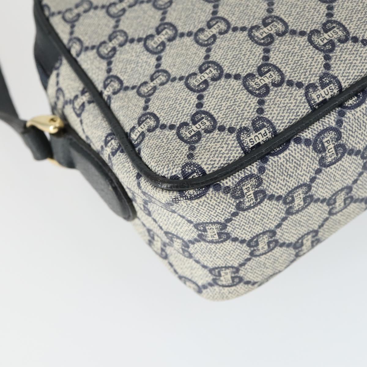 GUCCI GG Plus Supreme Shoulder Bag PVC Navy Gold Auth SW2094