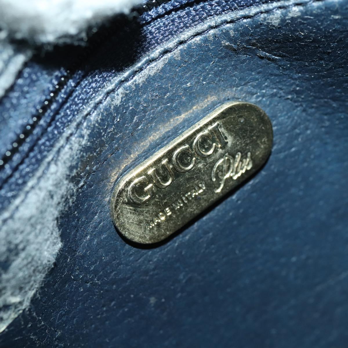 GUCCI GG Plus Supreme Shoulder Bag PVC Navy Gold Auth SW2094