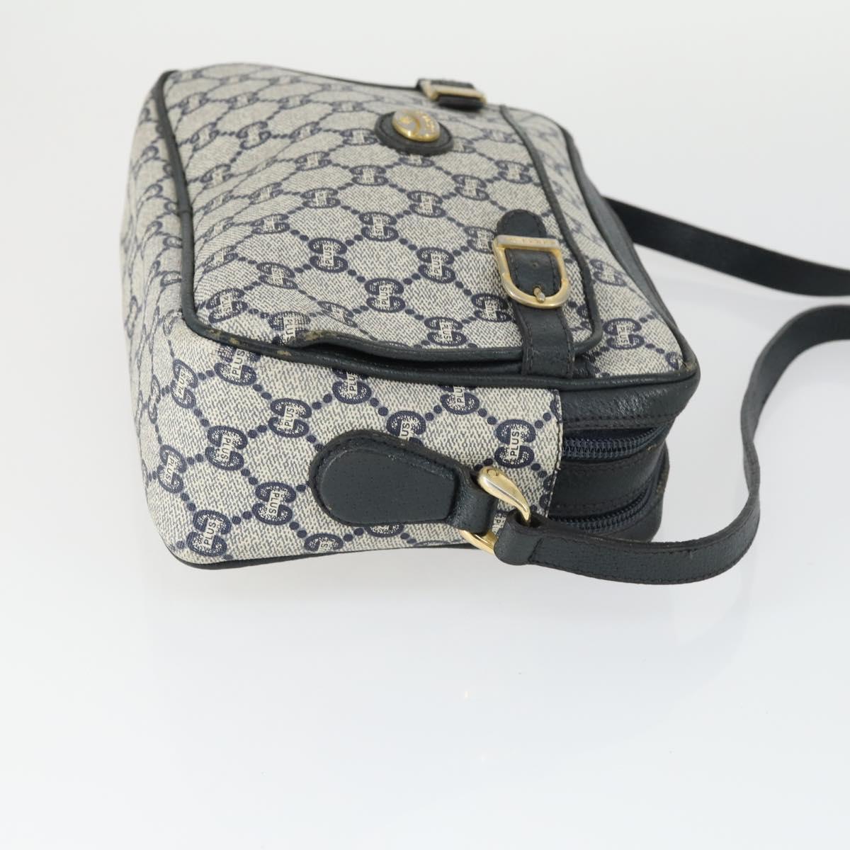 GUCCI GG Plus Supreme Shoulder Bag PVC Navy Gold Auth SW2094