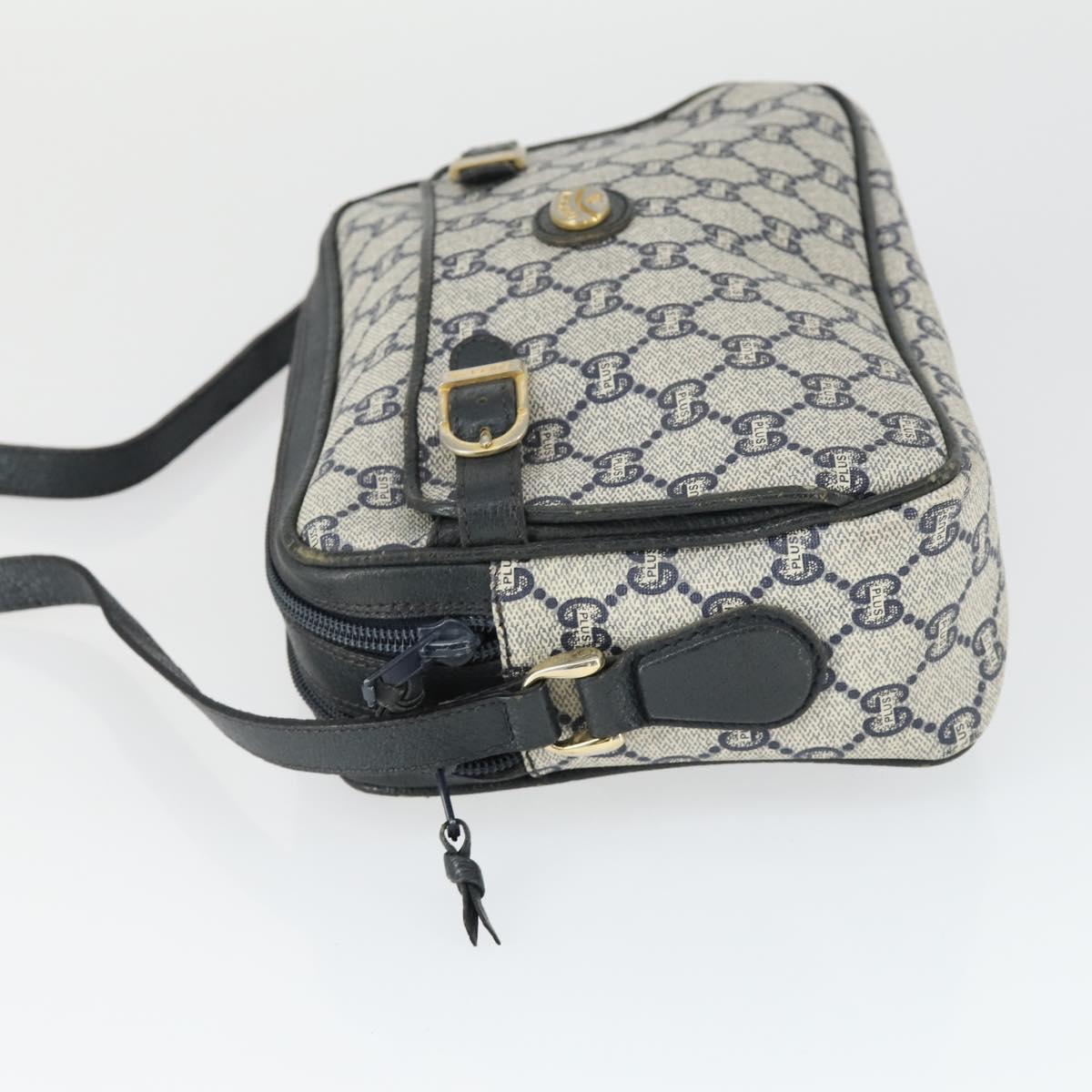GUCCI GG Plus Supreme Shoulder Bag PVC Navy Gold Auth SW2094